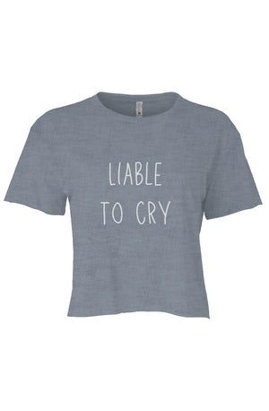 LIABLE TO CRY CROP DENIM BLUE