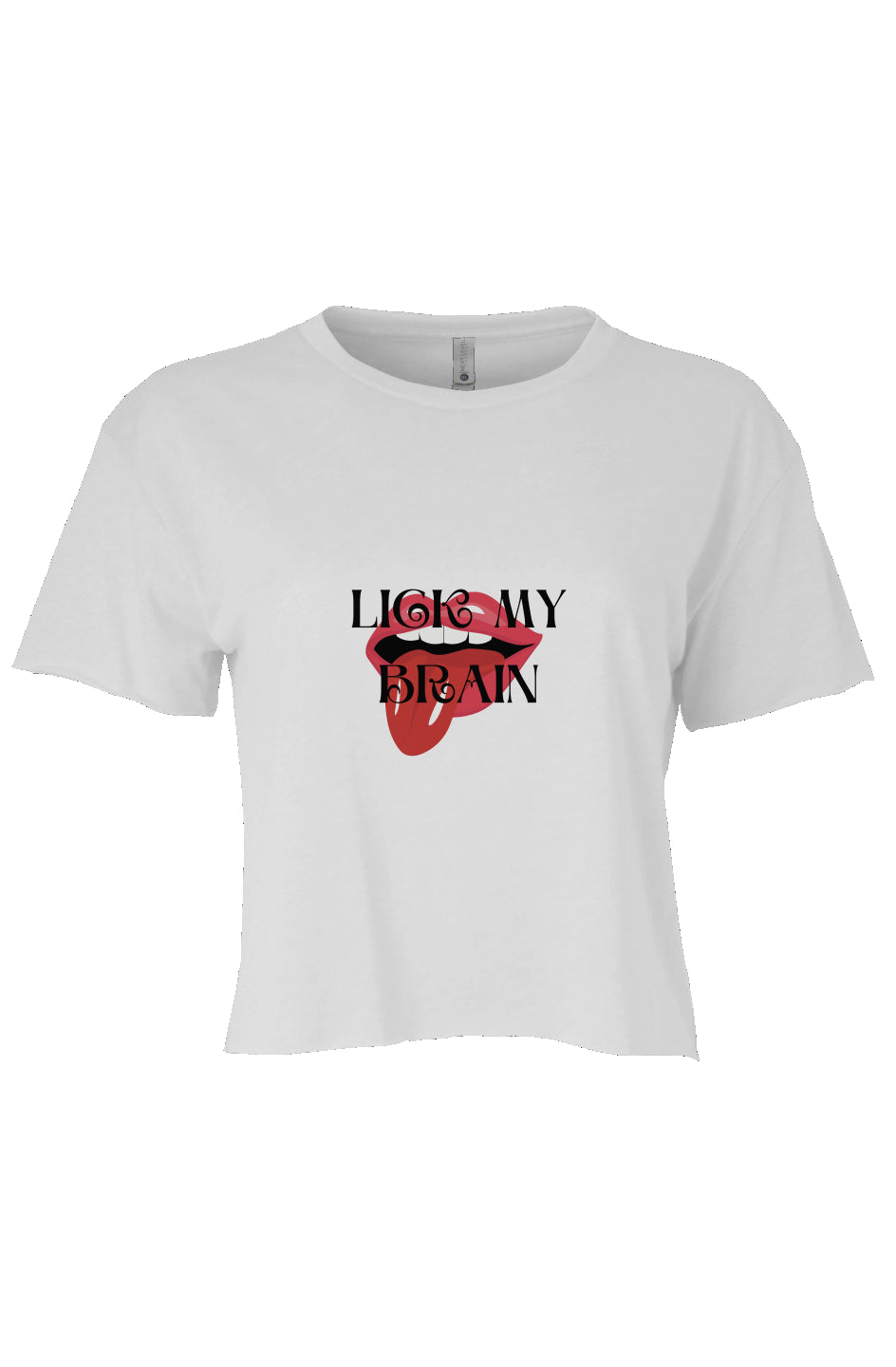 LICK MY BRAIN Crop White 