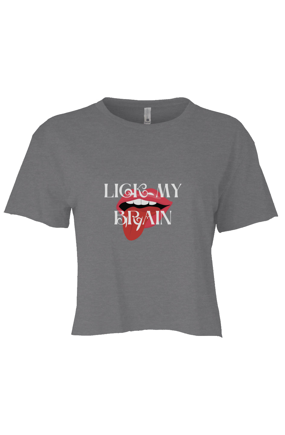 LICK MY BRAIN Crop Grey